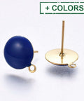 Ion Plating (IP) 304 Stainless Steel Stud Earring with Loop, Enamel, Golden, 12.5x10x2mm Ion Plating (IP) 304 Stainless Steel Stud Earring with Loop, Enamel, Golden, 12.5x10x2mm