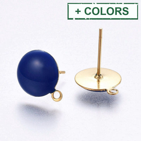 Ion Plating (IP) 304 Stainless Steel Stud Earring with Loop, Enamel, Golden, 12.5x10x2mm Ion Plating (IP) 304 Stainless Steel Stud Earring with Loop, Enamel, Golden, 12.5x10x2mm