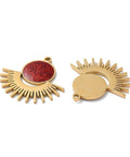 ION GOLD PLATED / RED Ion Plating (IP) 304 Stainless Steel Sun Charm Pendants, with Enamel and Glitter Powder, Golden, 25mm Ion Plating (IP) 304 Stainless Steel Sun Charm Pendants, with Enamel and Glitter Powder, Golden, 25mm