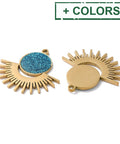 Ion Plating (IP) 304 Stainless Steel Sun Charm Pendants, with Enamel and Glitter Powder, Golden, 25mm Ion Plating (IP) 304 Stainless Steel Sun Charm Pendants, with Enamel and Glitter Powder, Golden, 25mm