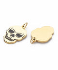 Ion Plating(IP) 316 Surgical Stainless Steel Enamel Charms, Skull, Real 14K Gold Plated, 14.5x10x1mm Ion Plating(IP) 316 Surgical Stainless Steel Enamel Charms, Skull, Real 14K Gold Plated, 14.5x10x1mm