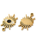 Ion Plating(IP) 316L Surgical Stainless Steel Pendants, Real 18K Gold Plated, Evil Eye Charm, Black, 20x11.5x1.5mm Ion Plating(IP) 316L Surgical Stainless Steel Pendants, Real 18K Gold Plated, Evil Eye Charm, Black, 20x11.5x1.5mm