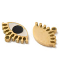 Ion Plating(IP) 316L Surgical Stainless Steel Pendants, with Enamel, Real 18K Gold Plated, Evil Eye Charm, Black, 9x13x1.5mm Ion Plating(IP) 316L Surgical Stainless Steel Pendants, with Enamel, Real 18K Gold Plated, Evil Eye Charm, Black, 9x13x1.5mm