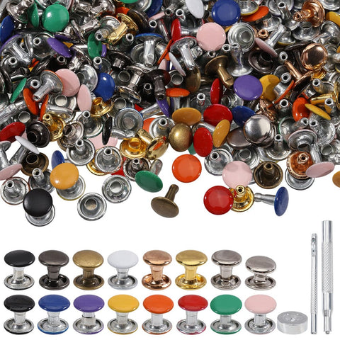 Iron Garment Rivets, with Carbon Steel Rivet Hole Punch Base & Rivet Hole Punches & Puncher Iron Garment Rivets with Carbon Steel Rivet Hole Punch Base & Puncher – Mixed Color
