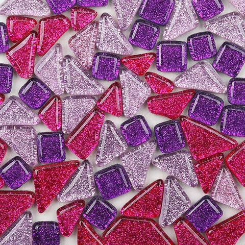 FUCHSIA MIX Irregular Transparent Glass Mosaic Tiles for Home Decor or DIY Crafts Irregular Transparent Glass Mosaic Tiles for Home Decor or DIY Crafts