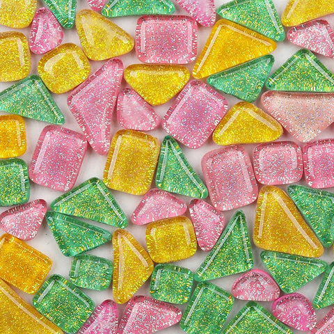 PINK MIX Irregular Transparent Glass Mosaic Tiles for Home Decor or DIY Crafts Irregular Transparent Glass Mosaic Tiles for Home Decor or DIY Crafts
