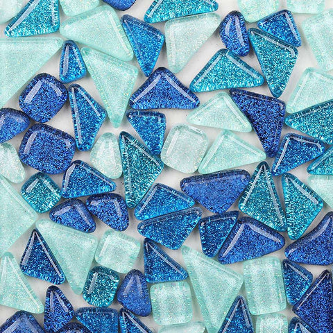 LIGHT BLUE MIX Irregular Transparent Glass Mosaic Tiles for Home Decor or DIY Crafts Irregular Transparent Glass Mosaic Tiles for Home Decor or DIY Crafts