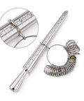 Jewelry Measuring Tool Sets, with Aluminum Ring Size Sticks Ring Mandrel Jewelry Measuring Tool Sets, with Aluminium Ring Size Sticks Ring Mandrel and Alloy American Calibration Ring Sizers Professional Model, Platinum Size: stick: abou 25mm in diameter, 250mm long; ring: about 11~22mm inner diameter, 28pcs/set