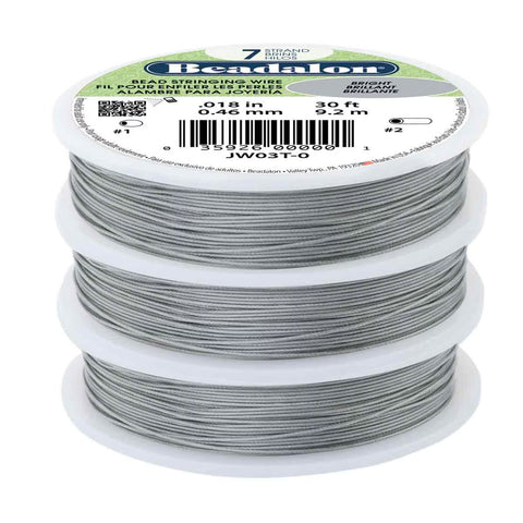 Beadalon 7‑Strand .010″ (0.25 mm) Bright Stainless Steel Beading Wire