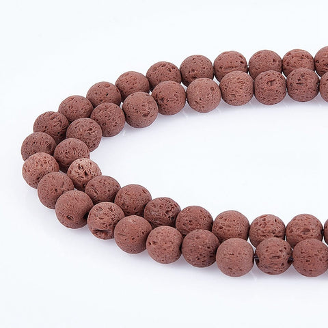 COCONUT BROWN (LB5863-02) (LB5863-X) Natural Lava Beads Strands, Dyed, 8~8.5mm (1 STR) Natural Lava Beads Strands, Dyed, Round, Cerise Size: about 8~8.5mm in diameter, hole: 1mm; about 47pcs/strand, 14.96"(38cm)