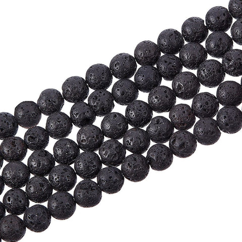(LB8850-X) Synthetic Lava Rock Beads Strands, Dyed, Round, Black (1 STR) (LB8850-X) Synthetic Lava Rock Beads Strands, Dyed, Round, Black (1 STR)