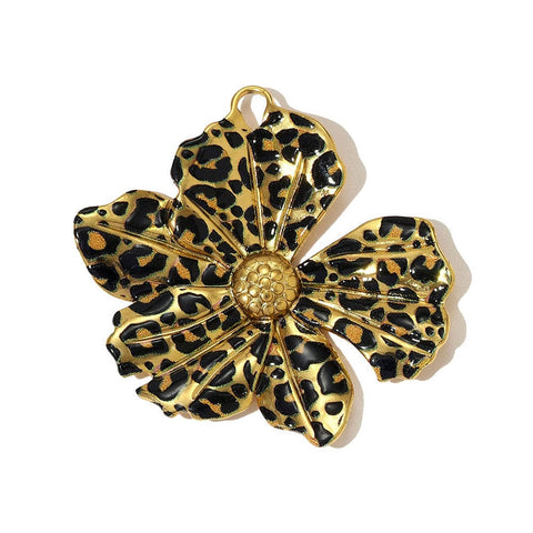 Leopard Print Flower Pendant 18K Gold Plated – Stainless Steel Enamel Charm 40mm Leopard Print Flower Pendant 18K Gold Plated – Stainless Steel Enamel Charm 40mm | Cyprus