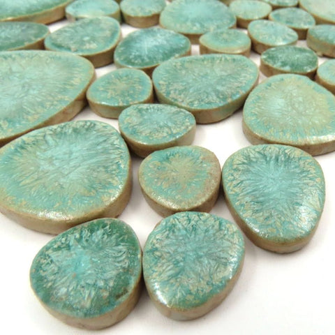 SACRED JADE Loose Pebble-Shaped Ceramic Mosaic Tiles – 125g Pebble Ceramic Mosaic Tiles 125g | Indoor & Outdoor Mosaic Supplies