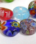 Millefiori Glass Beads, Flat Round, Mixed, 10mm Millefiori Glass Beads, Flat Round, Mixed, 10mm