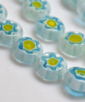 LIGHT CYAN Millefiori Glass Flat Round Beads 8mm Millefiori Glass Flat Round Beads 8mm