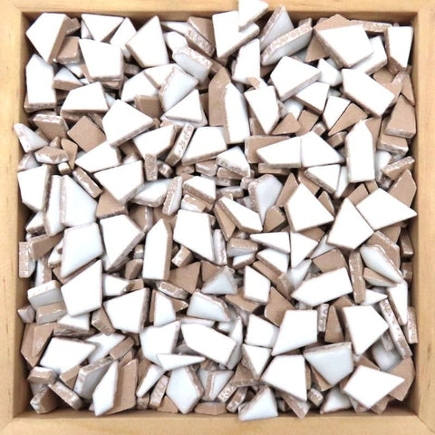 WHITE Mini Jigsaw Ceramic Mosaic Tiles – 100g Pack Mini Jigsaw Ceramic Mosaic Tiles – 100g Pack | BalzarCrafts