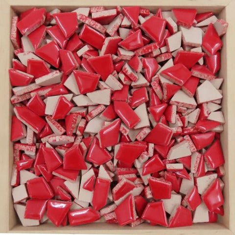 POPPY RED Mini Jigsaw Ceramic Mosaic Tiles – 100g Pack Mini Jigsaw Ceramic Mosaic Tiles – 100g Pack | BalzarCrafts