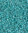 Miyuki Delica 10/0 Opaque Turquoise Green AB (10g/50g), (DBM0166) DELICA 10/0 OPAQUE TURQUOISE GREEN AB