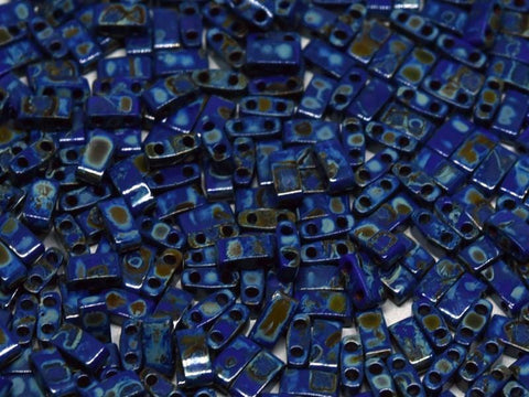 Miyuki Half Tila Beads Picasso Opaque Cobalt - Color 4518 Miyuki Half Tila Beads Picasso Opaque Cobalt - Color 4518