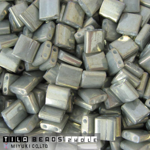 Miyuki Tila Beads Opaque Smoke Grey Luster - Colour 1865 Miyuki Tila Beads Opaque Smoke Grey Luster - Colour 1865