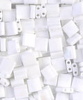 Miyuki Tila Beads White Opaque Matted AB Color - 0402FR Miyuki Tila Beads White Opaque Matted AB Color - 0402FR