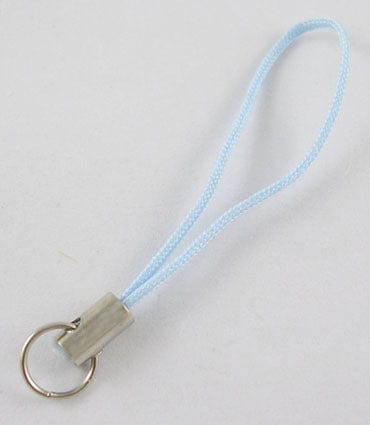 SKY BLUE Mobile Phone Strap 45mm cord loop ends Cord Loop with Brass Ends and Iron Rings, 