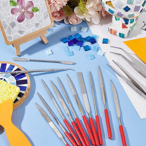 Mosaic Tools for Beginner Supplies including Scraper Sponge, Tweezers, Needle Files Mosaic Tools for Beginner Supplies including Scraper Sponge, Tweezers, Needle Files