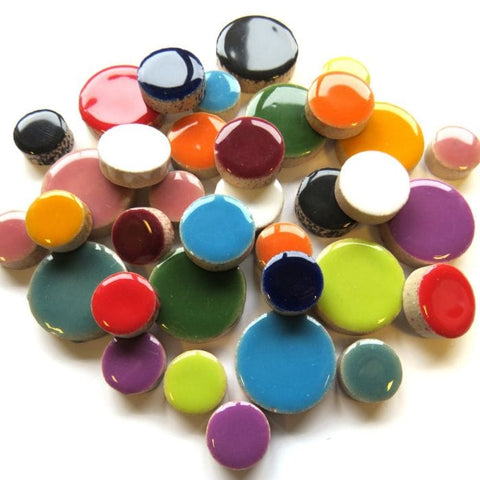 Multi-Size Glazed Ceramic Circle Mosaic Tiles – 12mm, 15mm & 20mm Multi-Size Glazed Ceramic Circle Mosaic Tiles – 12mm, 15mm & 20mm