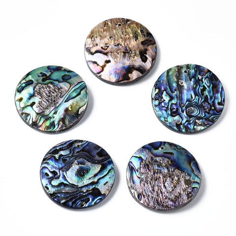 Natural Abalone & Freshwater Shell Round Pendant – 40mm Natural Abalone Shell Round Pendant 40mm | BalzarCrafts
