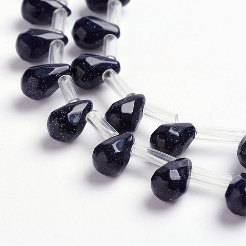 BLUE GOLDSTONE Natural Agate Beads, Drop, Faceted, Dyed, 6x9mm Natural Agate Beads Strands, Drop, Faceted, Dyed Size: about 6mm wide, 9mm long, hole: 1mm