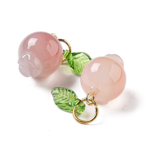 Natural Agate Pomegranate Fruit Charms with Leaf Natural Agate Pomegranate Fruit Charms with Leaf