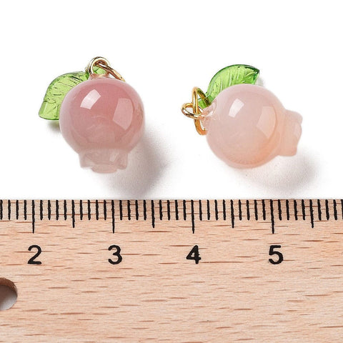 Natural Agate Pomegranate Fruit Charms with Leaf Natural Agate Pomegranate Fruit Charms with Leaf