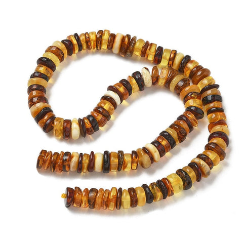 Natural Amber Beads Strand, Disc Natural Amber Beads Strand, Disc
