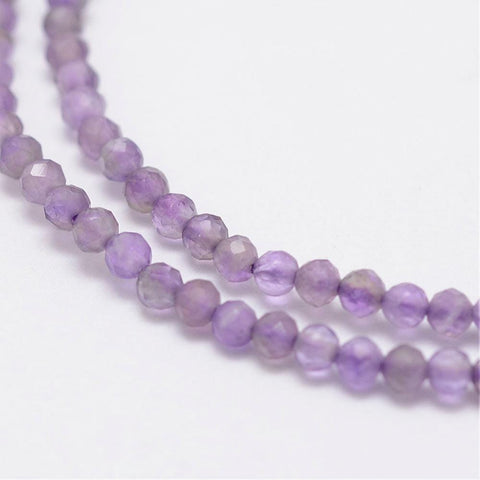 Natural Amethyst Beads Strands, Round, Faceted, 2mm, Hole: 0.5mm Natural Amethyst Faceted Round Beads 2mm
