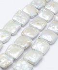 Natural Baroque Pearl Keshi Pearl Beads, Cultured Freshwater Pearl, Square, White Natural Baroque Pearl Keshi Pearl Beads, Cultured Freshwater Pearl, Square, White
