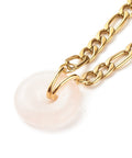 NAT.ROSE QUARTZ (SN8916-03) Natural Donut Gemstone Necklace 304 Stainless Steel, Golden, (40.3cm) Natural Donut Gemstone Necklace 304 Stainless Steel, Golden, (40.3cm)