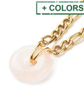 Natural Donut Gemstone Necklace 304 Stainless Steel, Golden, (40.3cm) Natural Donut Gemstone Necklace 304 Stainless Steel, Golden, (40.3cm)