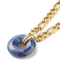 LAPIS (SN8916-04) Natural Donut Gemstone Necklace 304 Stainless Steel, Golden, (40.3cm) Natural Donut Gemstone Necklace 304 Stainless Steel, Golden, (40.3cm)