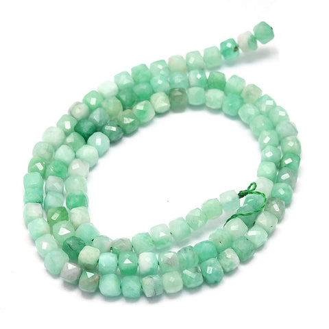 Natural Emerald Beads Strands, Faceted Cube Gemstone Beads, 4–4.5mm Natural Emerald Beads Strands, Faceted Cube Gemstone Beads, 4–4.5mm