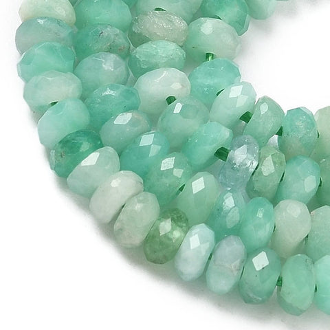 Natural Emerald Faceted Rondelle Beads Strand – 3.5mm, 38.5cm Natural Emerald Faceted Rondelle Beads Strand – 3.5mm, 38.5cm