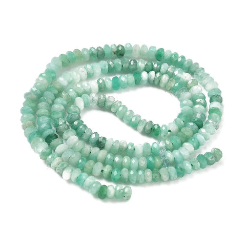 Natural Emerald Faceted Rondelle Beads Strand – 3.5mm, 38.5cm Natural Emerald Faceted Rondelle Beads Strand – 3.5mm, 38.5cm