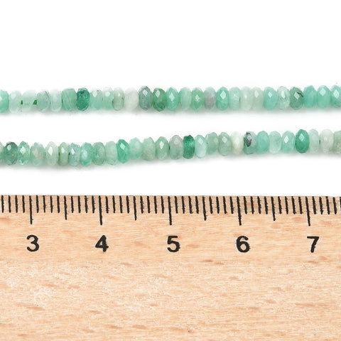 Natural Emerald Faceted Rondelle Beads Strand – 3.5mm, 38.5cm Natural Emerald Faceted Rondelle Beads Strand – 3.5mm, 38.5cm