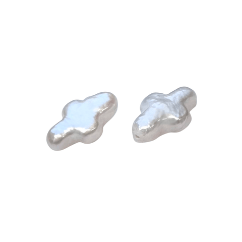 IRREGULAR (RANDOMLY SELECTED) Natural Freshwater Pearl, Cross, Seashell Color, about 10x15mm - hole about 0.8mm Natural Freshwater Pearl, Cross, Seashell Color, about 10x15mm - hole about 0.8mm