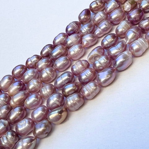 PURPLE HUE Natural Freshwater Rice Pearls 6-7mm Pink / Purple Pearls - hole 0.8mm Natural Freshwater Rice Pearls 6-7mm Pink / Purple Pearls - hole 0.8mm