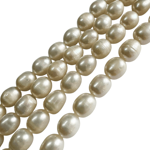 WHITE Natural Freshwater Rice Pearls, 7-8mm Natural Freshwater Rice Pearls, 7-8mm