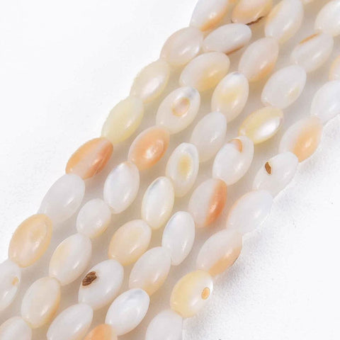 LINEN Natural Freshwater Shell Beads Strands, Rice, 5x3mm, (39.5~40cm) Natural Freshwater Shell Beads Strands, Rice, 5x3mm, (39.5~40cm)