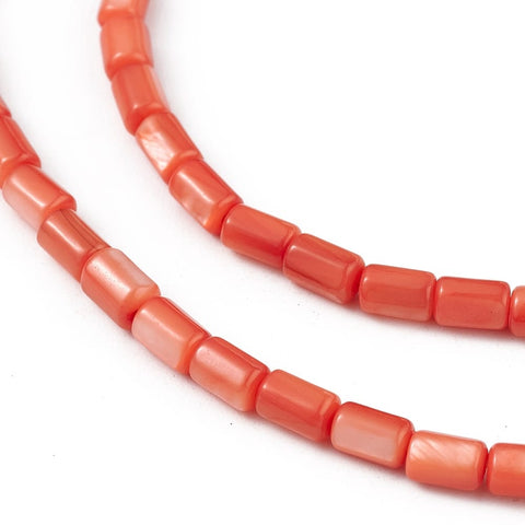 ORANGE RED Natural Freshwater Shell Column Beads, Dyed Shell Bead Strands, 4.8x3mm Natural Freshwater Shell Column Beads, Dyed Shell Bead Strands, 4.8x3mm
