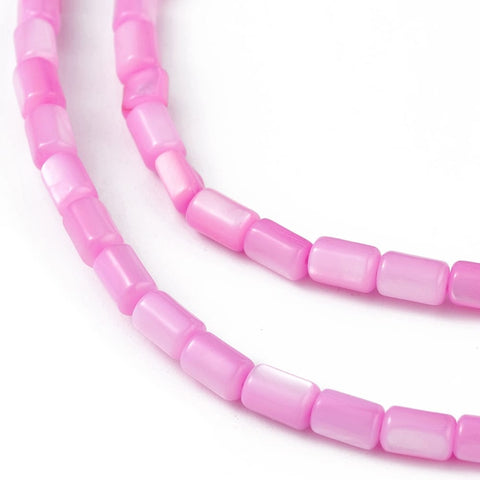DEEP PINK Natural Freshwater Shell Column Beads, Dyed Shell Bead Strands, 4.8x3mm Natural Freshwater Shell Column Beads, Dyed Shell Bead Strands, 4.8x3mm