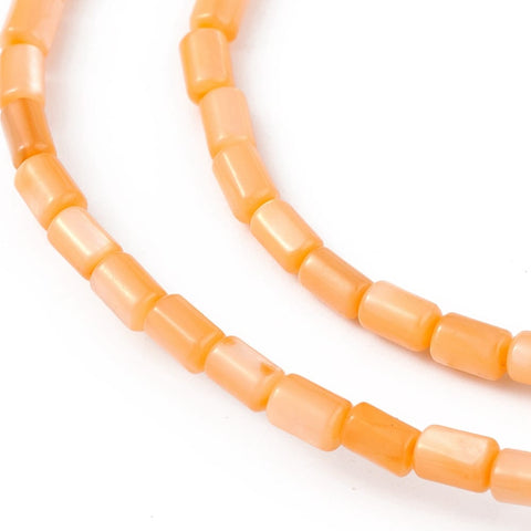 ORANGE Natural Freshwater Shell Column Beads, Dyed Shell Bead Strands, 4.8x3mm Natural Freshwater Shell Column Beads, Dyed Shell Bead Strands, 4.8x3mm