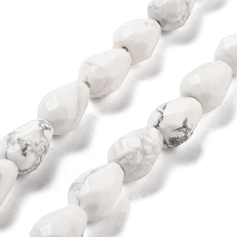 Natural Howlite Beads, Faceted Teardrop, 10x7mm, Hole: 1.2mm Natural Howlite Beads, Faceted Teardrop, 10x7mm, Hole: 1.2mm